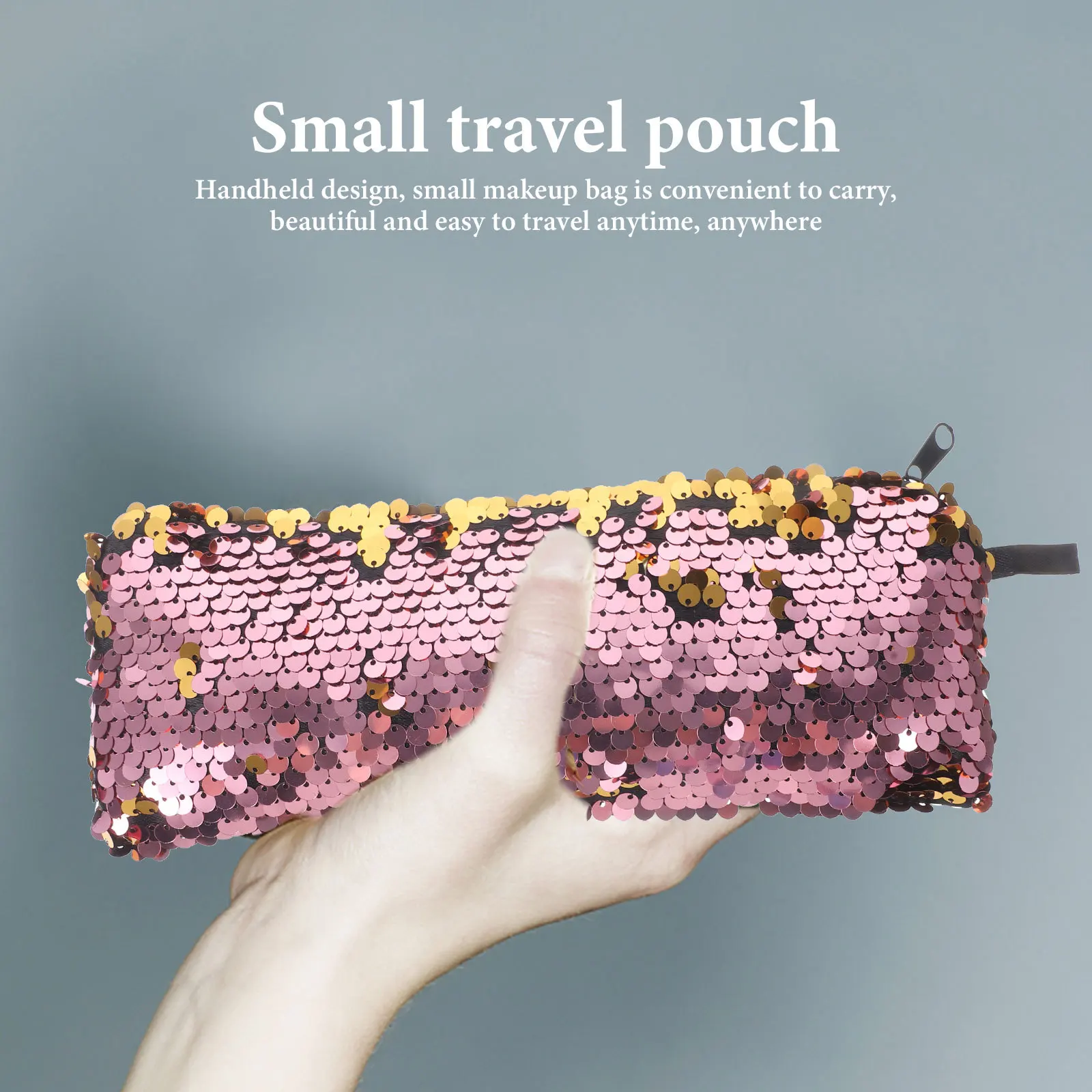 กระเป๋าเครื่องสำอาง 1 ชิ้น ความจุขนาดใหญ่ ผ้าโพลีเอสเตอร์วิ้งๆ สำหรับผู้หญิง กระเป๋าใส่ของใช้ในห้องน้ำแบบพกพา กระเป๋าเครื่องสำอาง