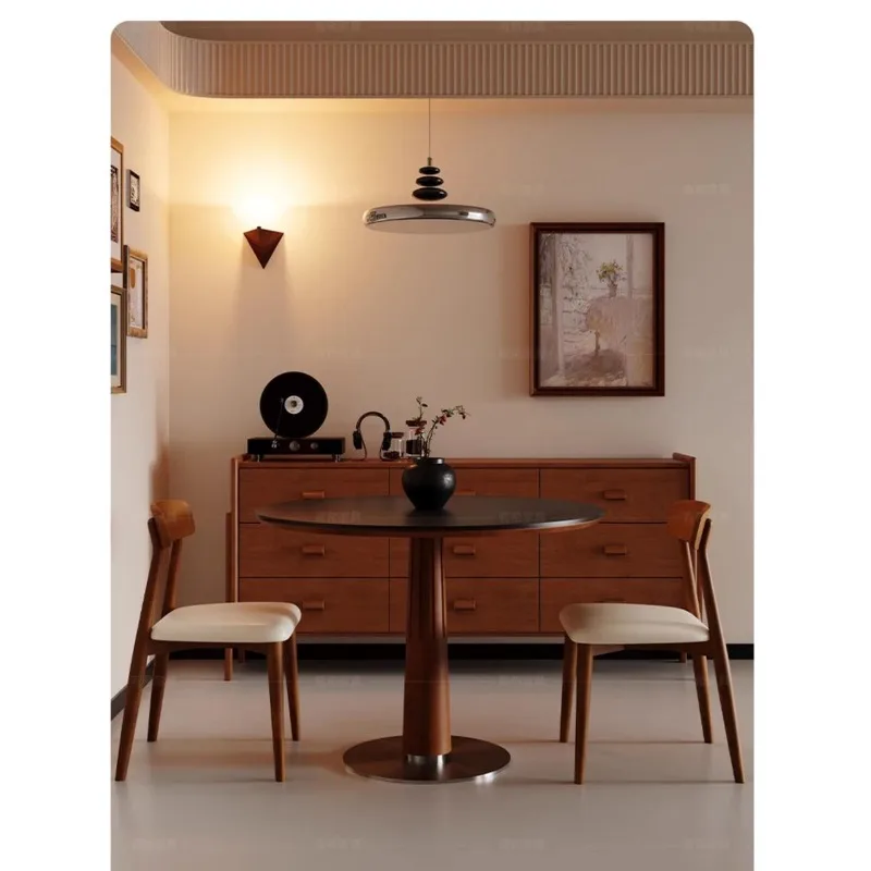 

Slate dining table household small apartment round small dining table simple eating table antique style