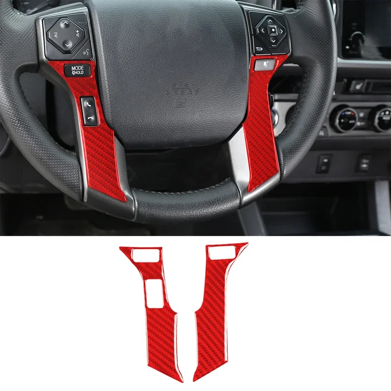 For Toyota Tacoma 2015-2022 Soft Carbon Fiber Interior Car Steering Wheel Button Panel Cover Trim Sticker Car Accessories