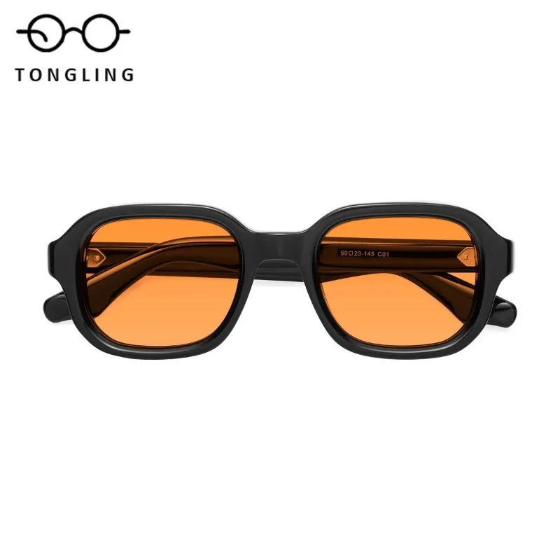 

2025 New Women High-Quality Fashionable Square Retro Individualistic High-End Men Premium Acetate Material UV400 Sunglasses