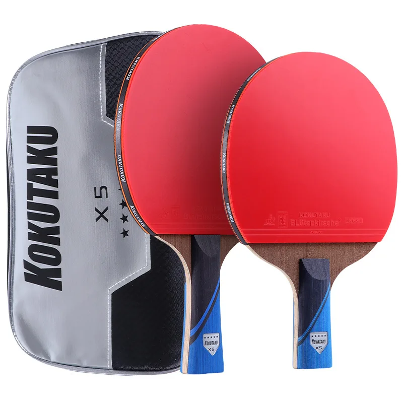 

(2 шт./пара) ракетка для настольного тенниса kokutaku, 5-звездочная высокоэластичная ракетка Leaner, набор весла для пинг-понга (без мячей)