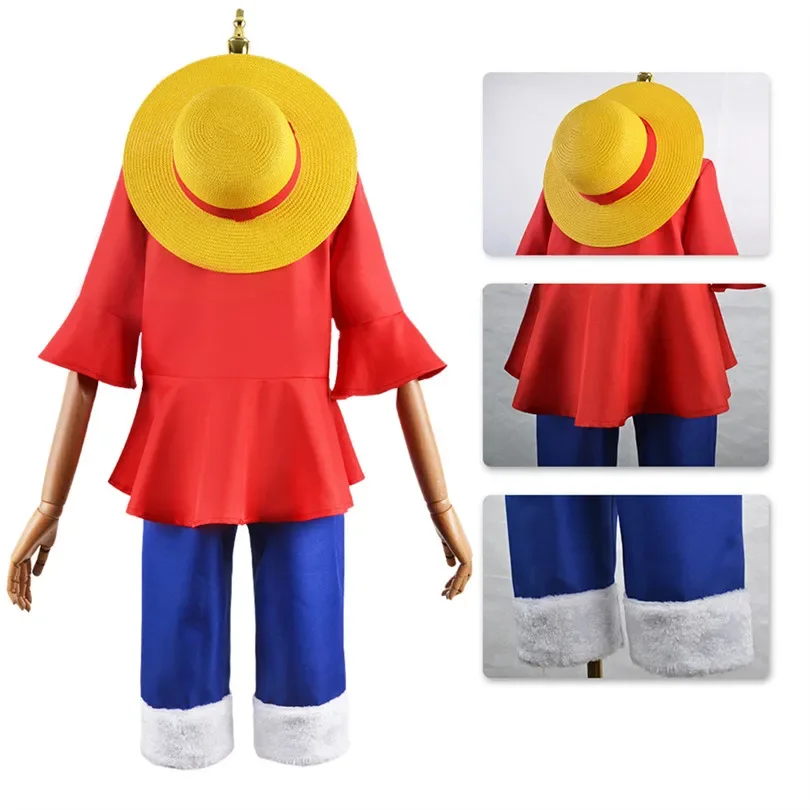 Adventure Live Movie Aduit Kids Role Playing One P-Piece rufy Costume Halloween Role Playing Anime giapponesi costumi da uomo per ragazzi