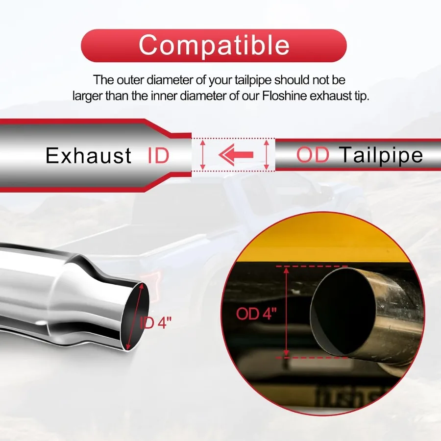 طرف العادم الكوع 4 بوصة طرف ماسورة عادم الديزل 4 إلى 6 بوصة مع مشبك 4 مدخل 6 منافذ 23 طرف طويل من الكروم للشاحنات