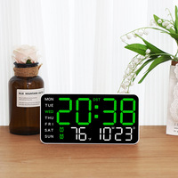 LED Large Digital Wall Clock Borderless Electronic Alarm Clock Multifunctional Hanging Standing Clock Simple Wall Clock 12/24H