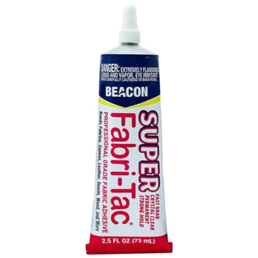 BEACON Super Fabri-Tac - New Industrial Grade Fabric Adhesive - Fast Grab, Quick Drying, Permanent and Crystal Clear - Suitable