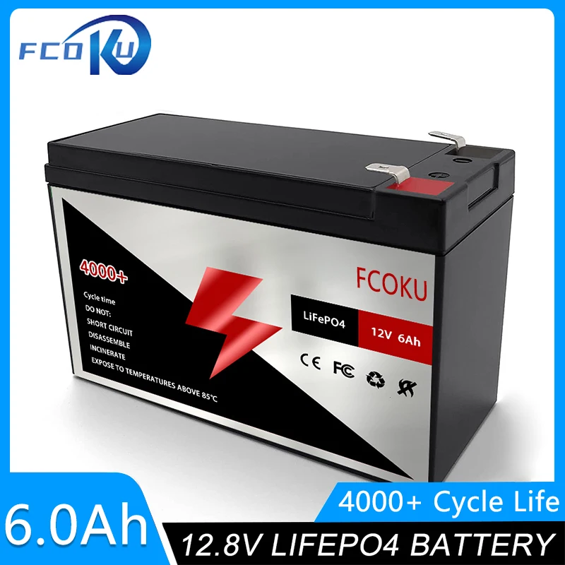 

New 12V 6Ah LiFePo4 Battery Built-in BMS,for Kid Scooters Fishing Solar Low Self-Discharge Lithium Iron Phosphate Battery Pack