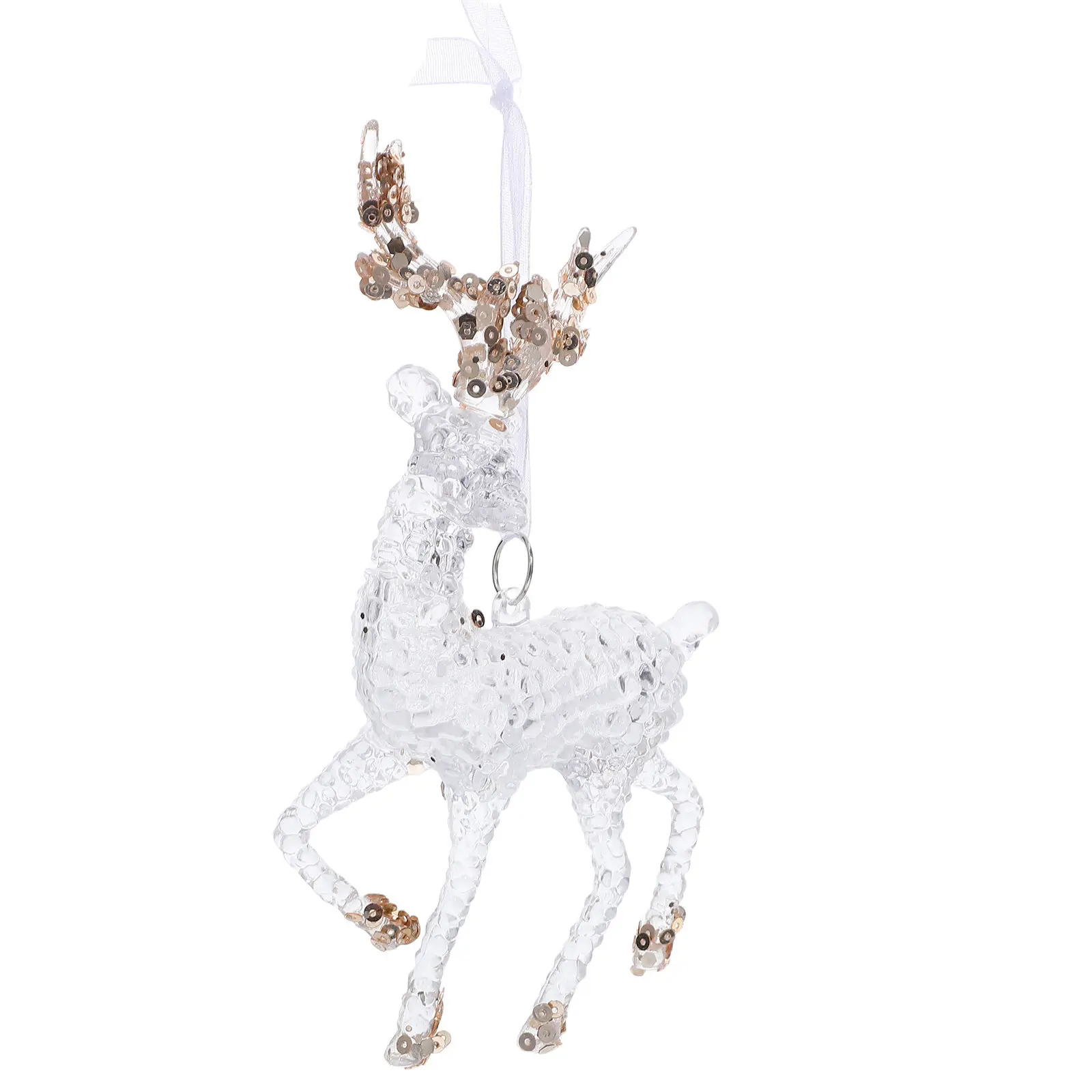 Sparkling Glitter Acrylic Reindeer Ornament Christmas Tree Hanging Decor Clear Transparent Reindeer Holiday Decor Mantel