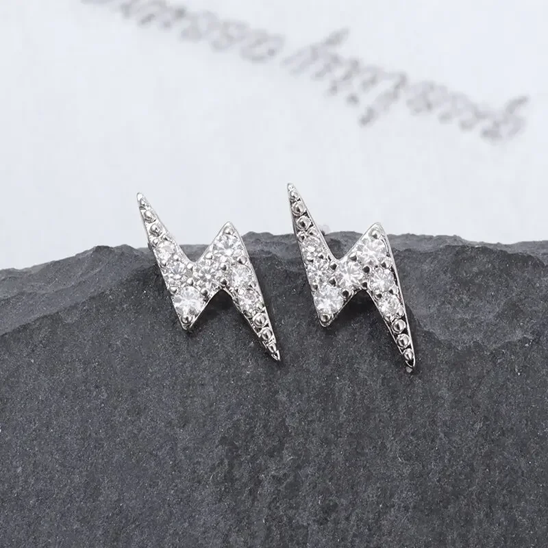 Exquisite Men and Women Personality Punk Earrings Mini Lightning Zircon Earrings Fashion Simple Temperament Jewelry Wholesale