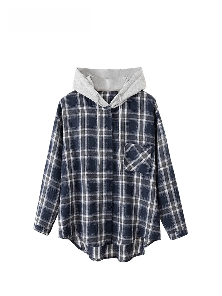 

Женский открытый кардиган в клетку больших размеров с длинным светом, ранняя осень, новый свободный дизайнерский топ для сестры больших размеров