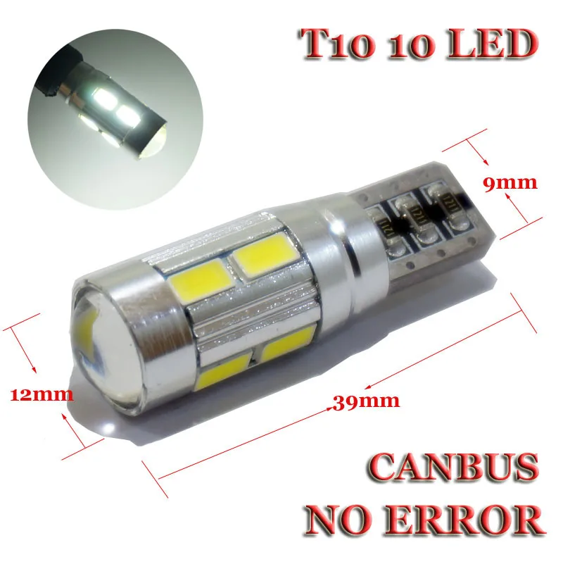 2 Pieces Car Styling Car LED T10 194 W5W Canbus 10 SMD 5630 LED Light Bulb No Error Auto LED Clearance Light 6000K White