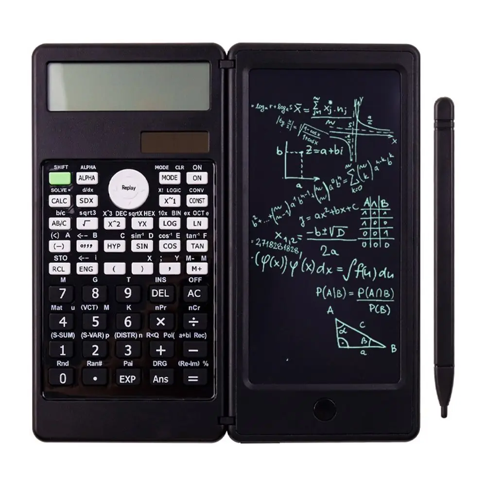 401 Functions Solar Scientific Calculator with Writing Pad Standard Function Calculator Multifunction 2-Line 12-Digital