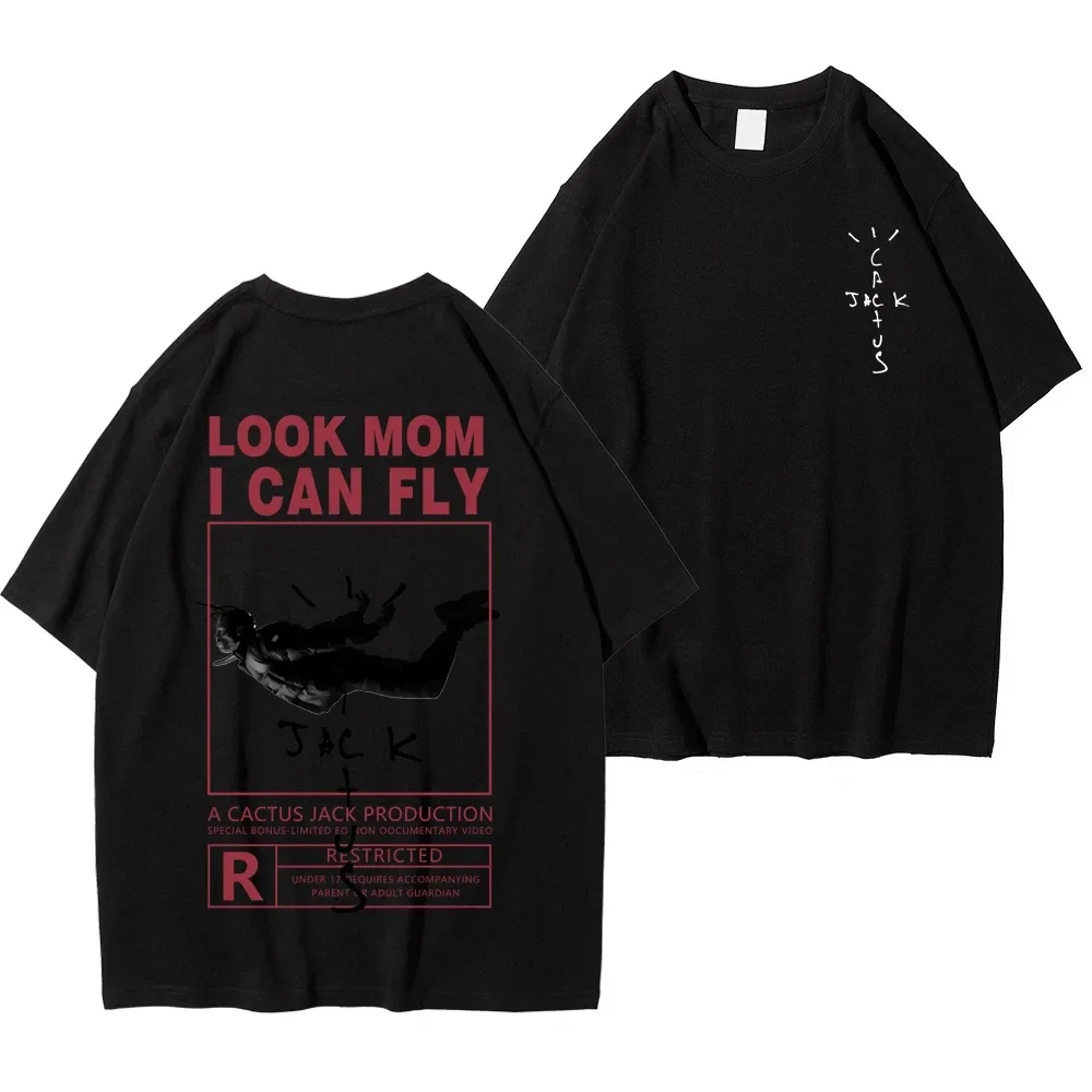 HOT SALE Street Cactus-Jack T-shirt Cotton Men Women LOOK MOM I CAN FLY Tee ASTROWORLLDD Hip Hop Short Sleeve Tshirts 80390