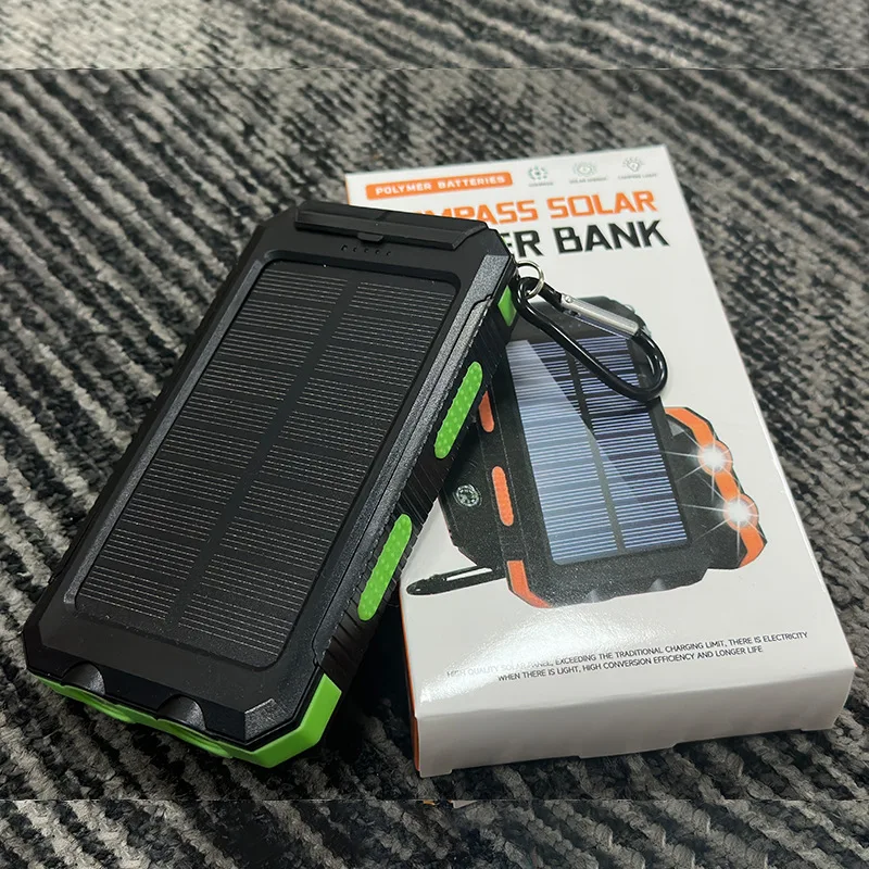 

Водонепроницаемый солнечный повербанк 10000 мАч большой емкости с супербыстрой зарядкой и фонариком SOS для iPhone и Samsung