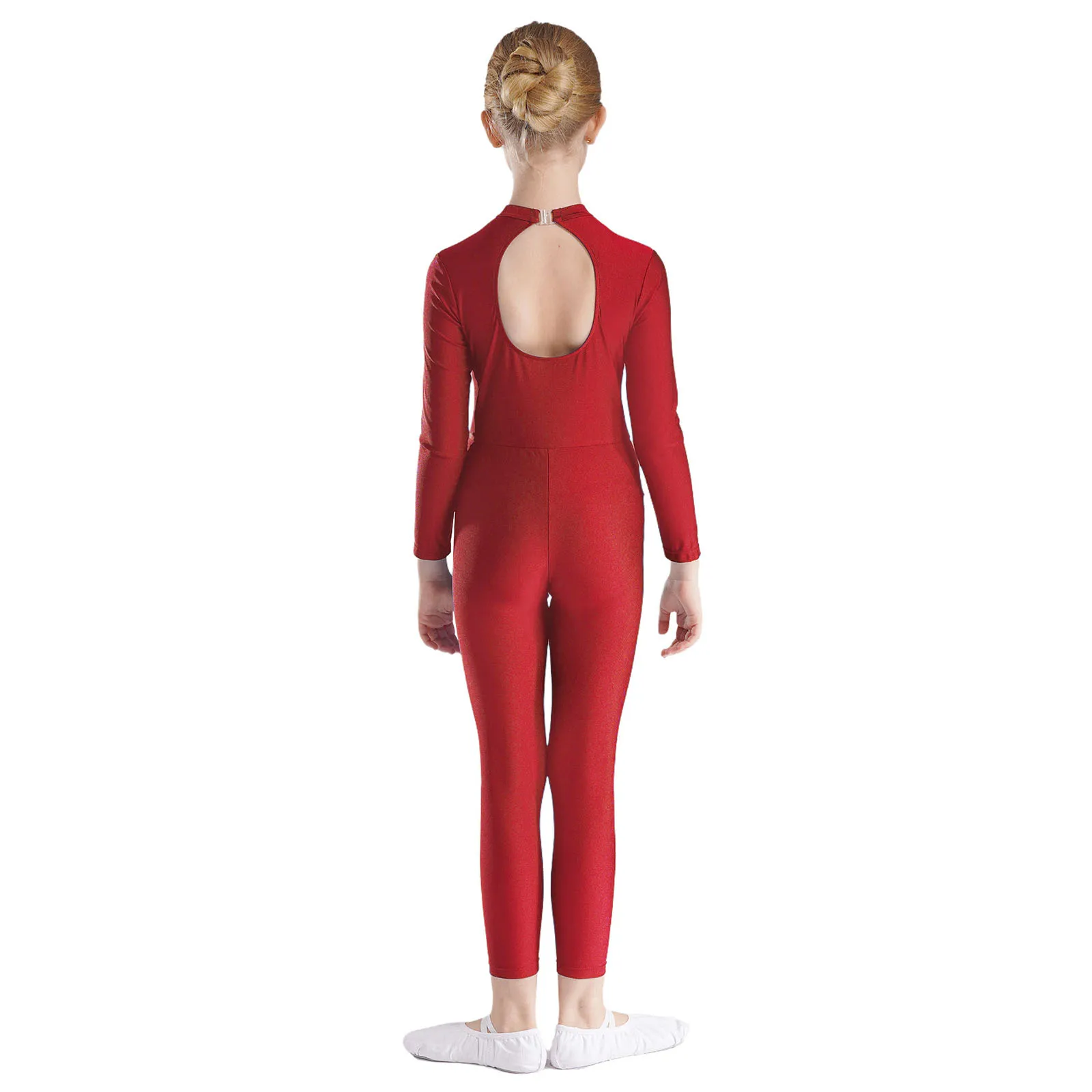 Crianças meninas ballet ginástica macacão strass keyhole volta manga longa dança lírica patinação artística collant palco dancewear