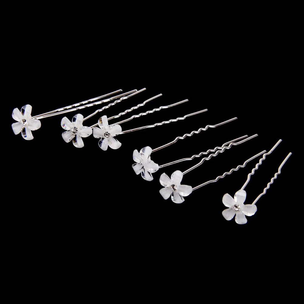 

18Pcs Bride Headwear Clip Small Portable U-Shape Pin Clip Durable Alloy Acrylic Wedding Hair DIY Flower Design Accessory
