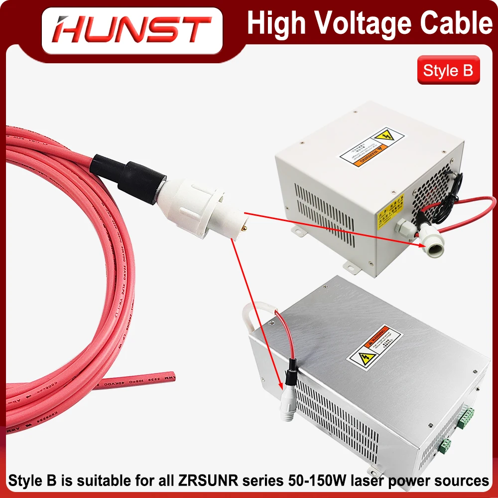 Imagem -04 - Hunst-cabo de Alta Tensão Fio Vermelho Chumbo Positivo Co2 Laser Power Supply Laser Tube Cutting Máquina de Gravura 40kv Metros