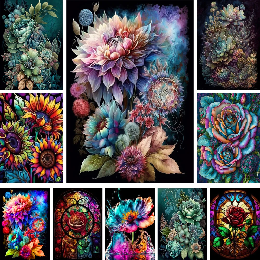 Flowers Rose Peony Painting By Numbers Set Oil Paints 40*50 Boards By Numbers Home Decor For Adults Handiwork Wholesale Wall Art