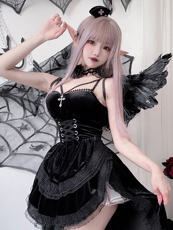 

Готический костюм на Хэллоуин для взрослых, костюм Bla Dr, одежда для выступлений, модная одежда ведьмы, женская модная одежда