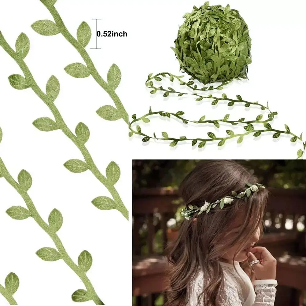 5-200M Fabric Leaf-Shaped Handmake Artificial Green Leave For Wedding Decoration DIY Wreath Gift Scrapbooking Craft Fake