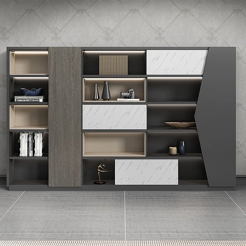 File Cabinet Office Bookcase Simple Modern Locker Wooden High Cabinet with Lock File Cabinet Partition Storage