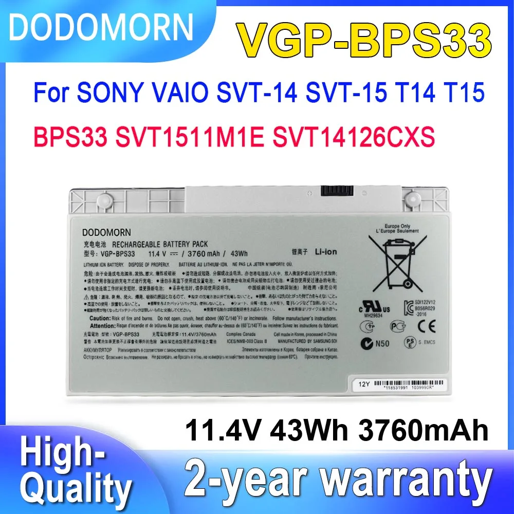 dodomorn bateria do portatil para sony vaio svt14 svt 15 t14 t15 bps33 svt1511m1e svt14126cxs serie 114v 3760mah 43wh 01