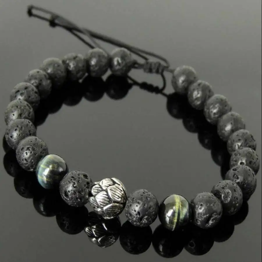 

Браслет из бисера с синим тигровым глазом ручной работы, мужская пуговица-манжета, четковая бусина Рамадана, женская медитация, праздничный подарок, повседневная одежда