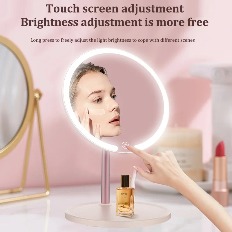 CMH المتخصصة الحديثة سطح المكتب المرآة البالونية 3 لون ضوء LED ماكياج لمس النساء غرفة نوم خلع الملابس maquiagem espejo espelho #6