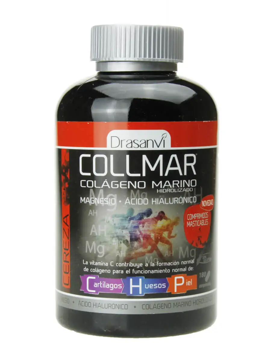 Collmar marine collagen cherry flavor 180 chewable tablets-for the normal functioning of cartilage, bones and skin.