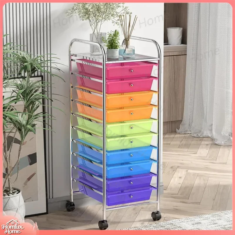 Movable Storage Cart Rack for Home Office Kitchen Snack Food Organizer Rolling Drawer File Cabinet with Wheels Heavy Duty