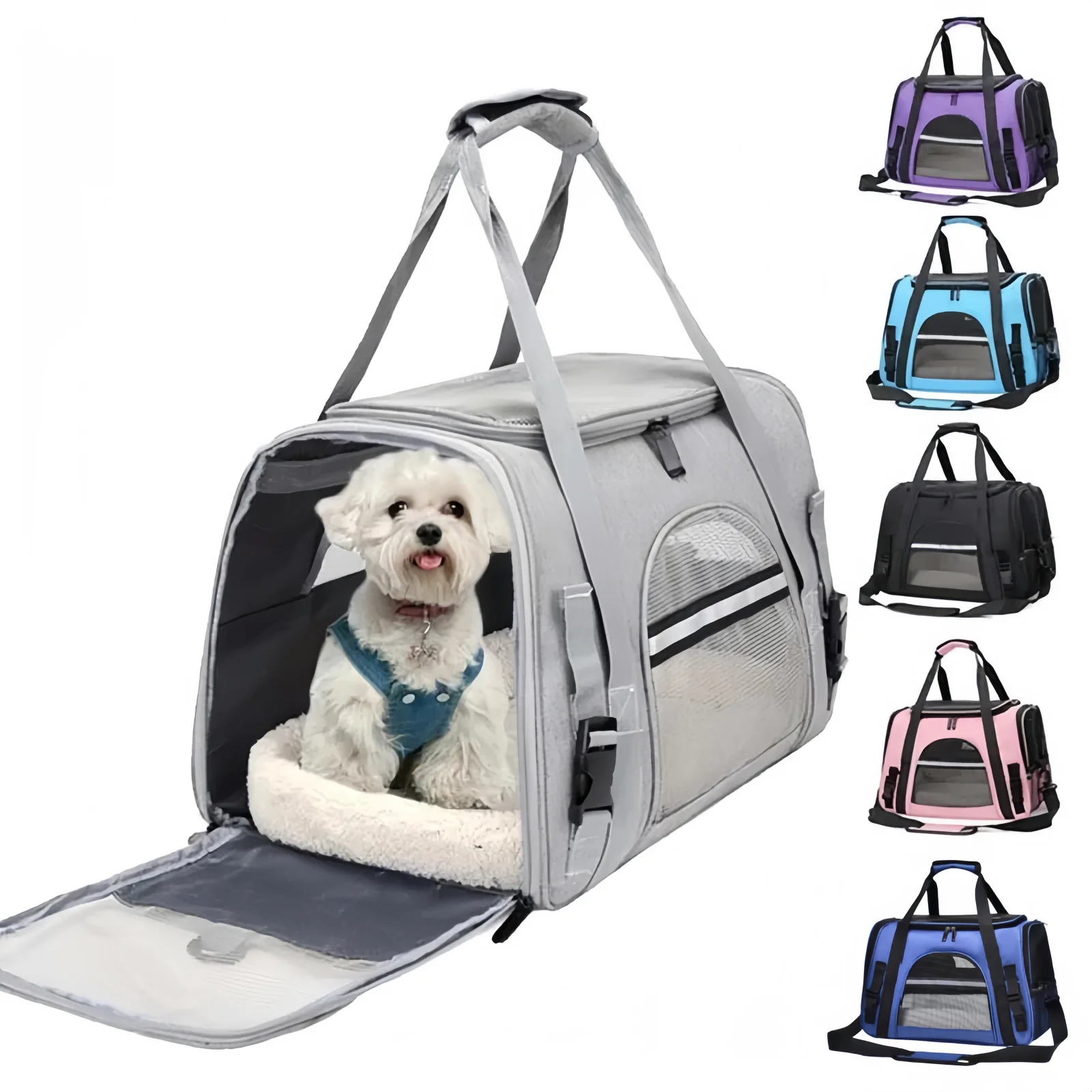 

Dog Carrier Bag With Thick Cotton Cushion Pet Aviation Backpack Anti-suffocation Portable Travel Bag Pet Dog Bag Mesh Outdoor