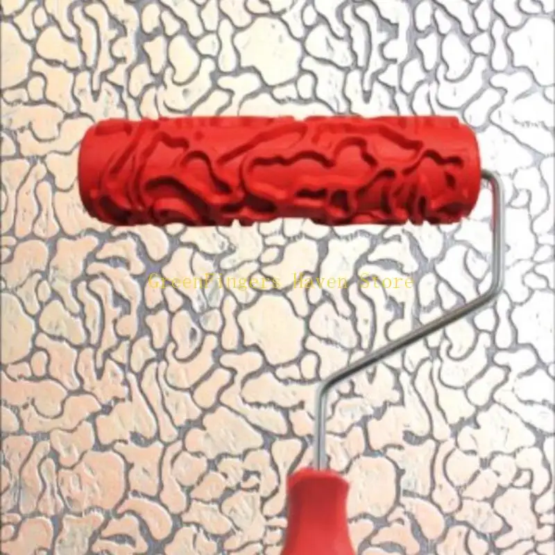 F68D Practical 7'' Decorative Paint Roller Wall Rubber Embossed Texture Painting Tool