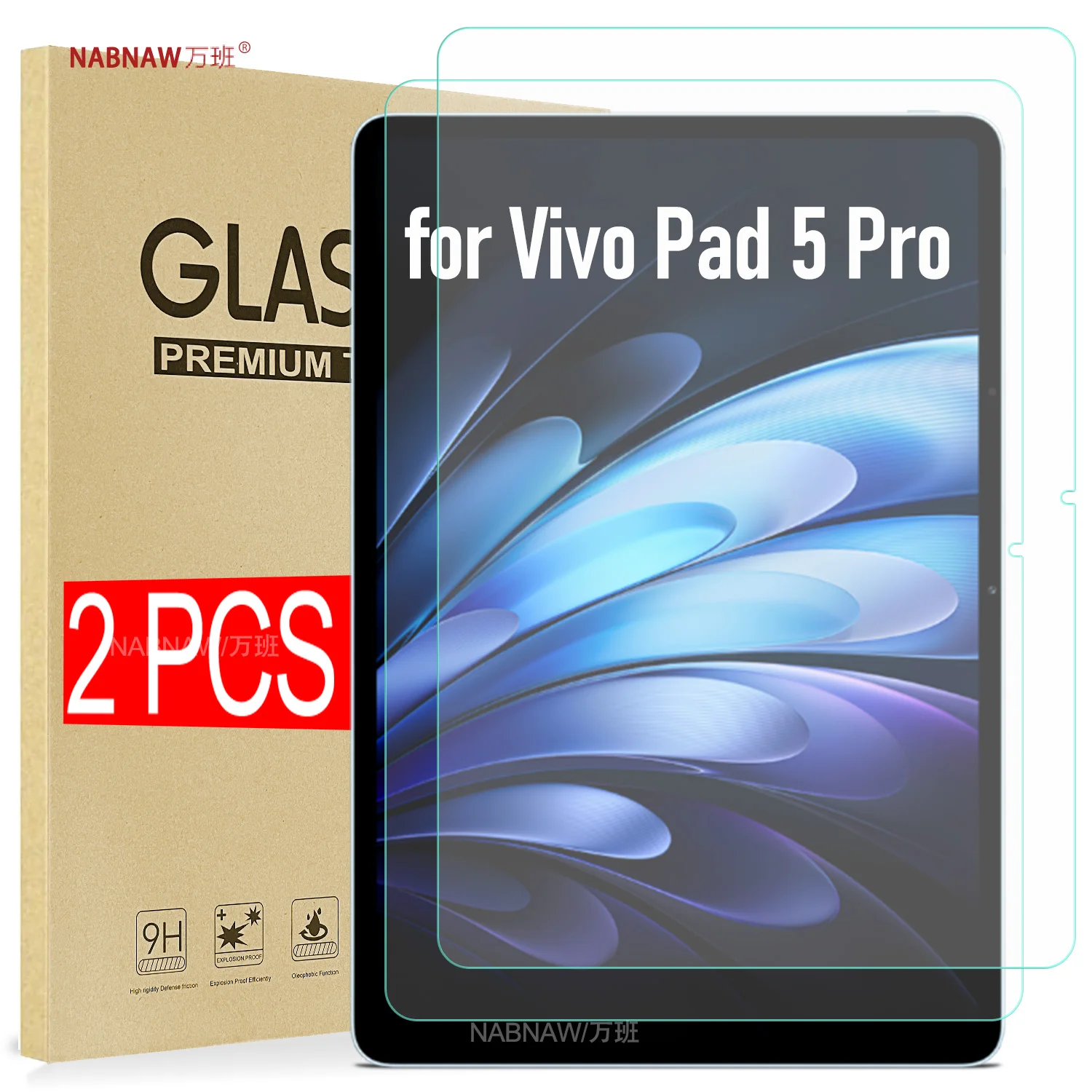 For VIVO Pad 5 Pro Full HD Tempered Glass Screen Protector On VIVO Pad 5Pro 13-inch Scratch Proof Film Protective Cover 2-Pack