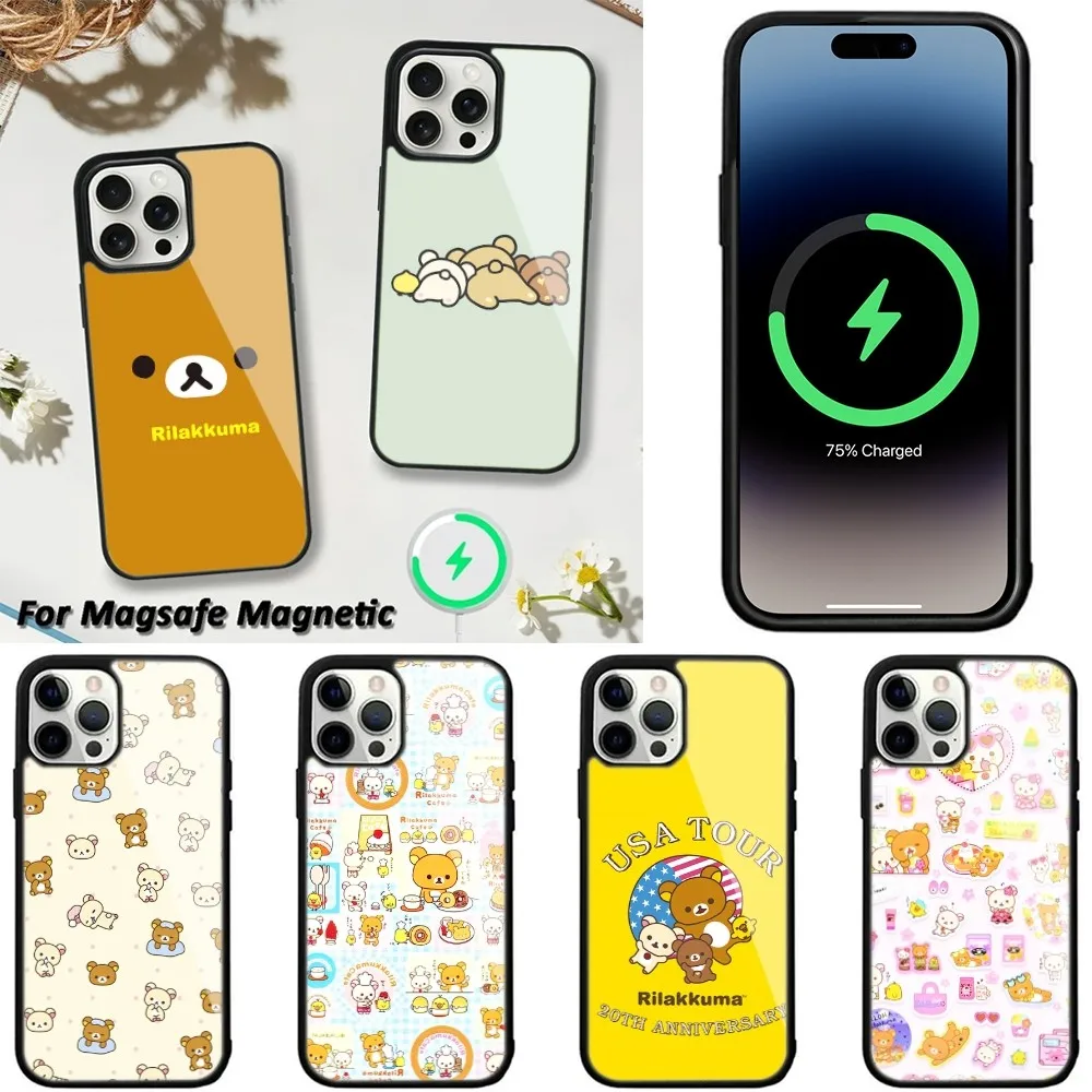 Cute R-Rilakkuma  Phone Case For iPhone 16,15,14,13,12,11,Plus,Pro,Max,Mini Magsafe Magnetic Wireless Charging