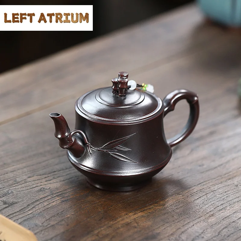 250ml Chinese Yixing Purple Clay Teapot Tradition Handmade Bamboo Joint Shape Tea Pot Beauty Kettle Teaware Zisha Tea Set