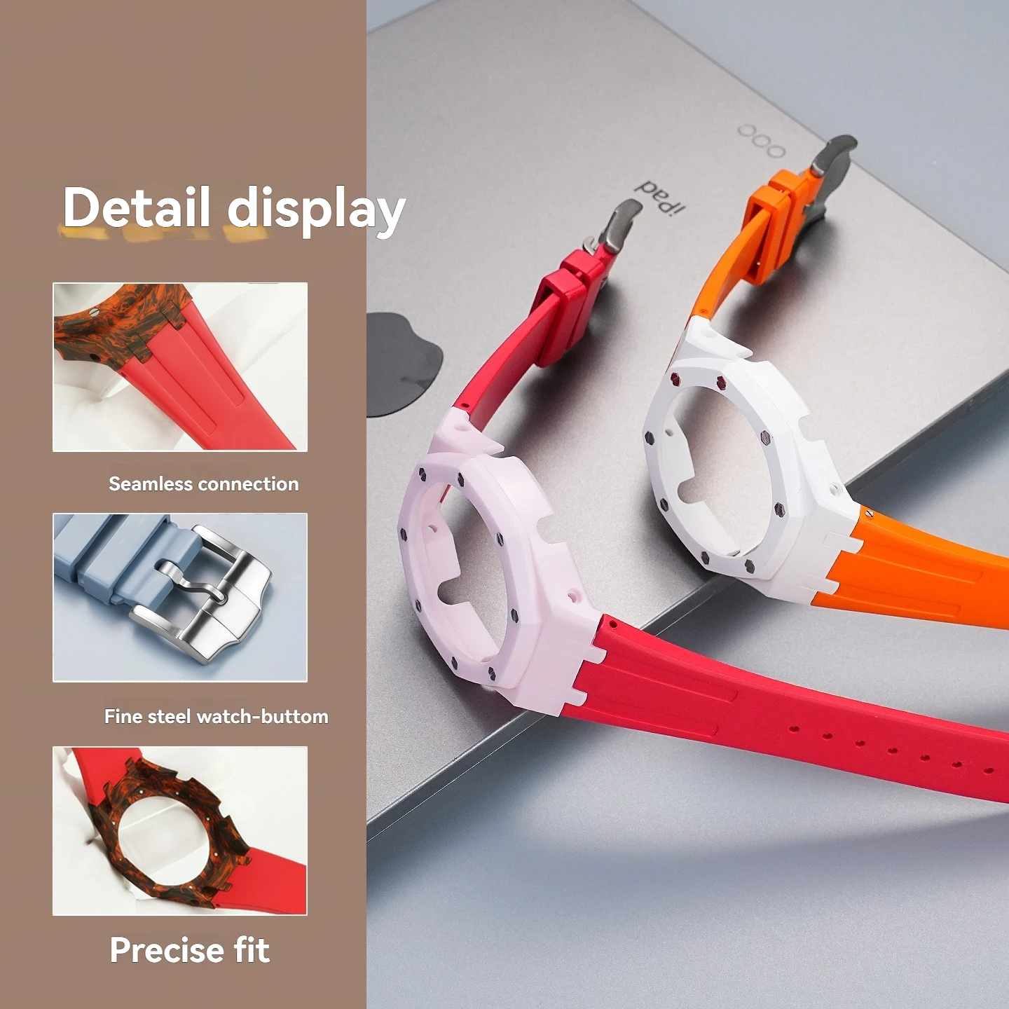 ل كاسيو GA2100/GA-2110 تعديل ألياف الكربون حالة فلوروروبر حزام مزرعة البلوط مجموعة علبة سيراميك تعديل ساعة الملحقات