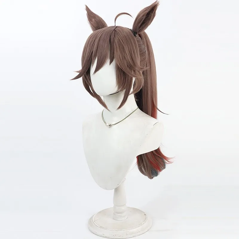 Juego Uma Musume Pretty Derby Sr. C.B. Peluca de Cosplay con orejas, cola, disfraz de fiesta de Halloween, pelo sintético, fibra resistente al calor