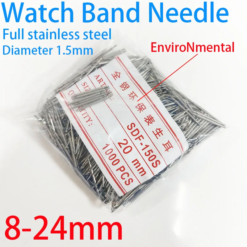 

8-24mm 1.5mm Diameter Full Stainless Steel EnviroNmental Material Watch Strap Connector Pins Watch Band Needle 1000 pcs/Bag