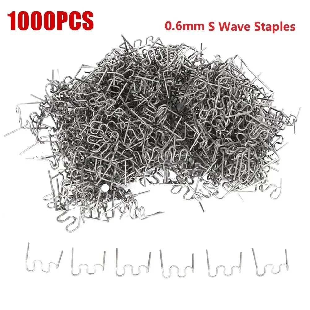 

1000Pcs Welding Nails Stainless Steel Hot Stapler 0.6mm S Wave Staples Plastic Repair Welding Machine Car Bumper Soldering Tools