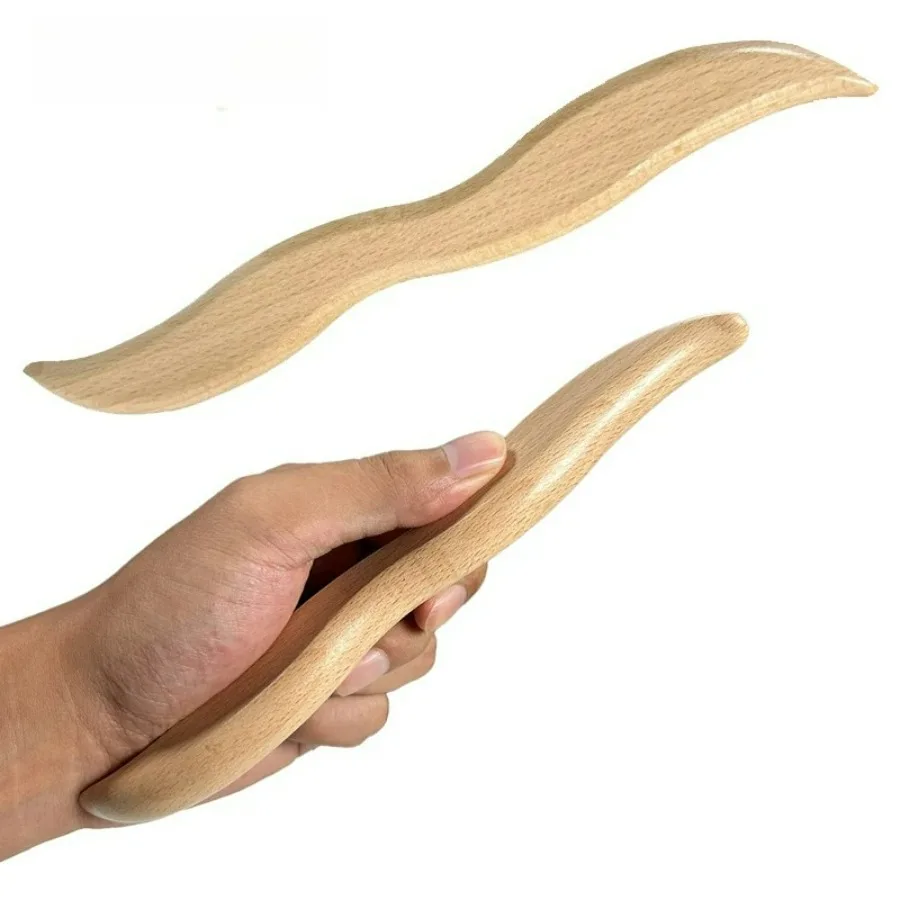 1PC Wooden Body Massage Tool, One-Handed Ergonomic Design for Smooth Gliding, Wooden Manual Massage Accessory for Daily Relaxing