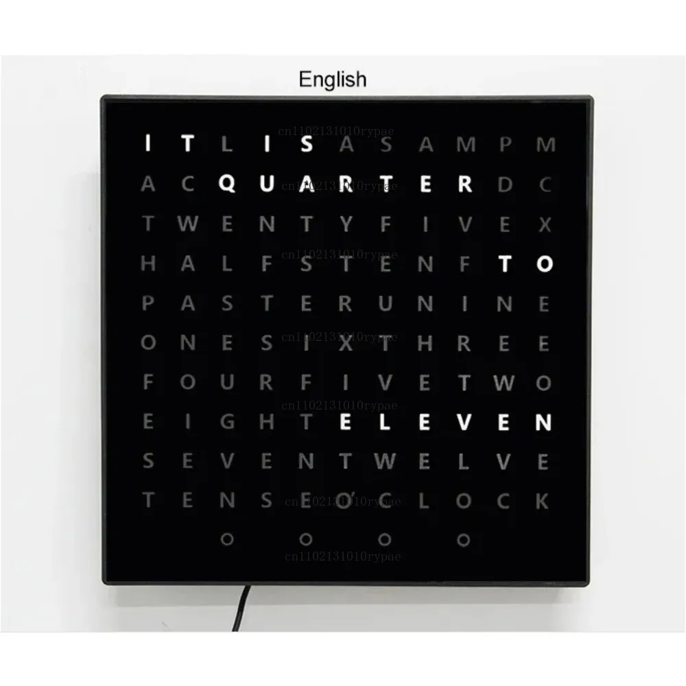 CP37M Small Light Emitting Diode Word Clock Greek Text Display Lights up the electronic word clock, five minutes apart 28*28