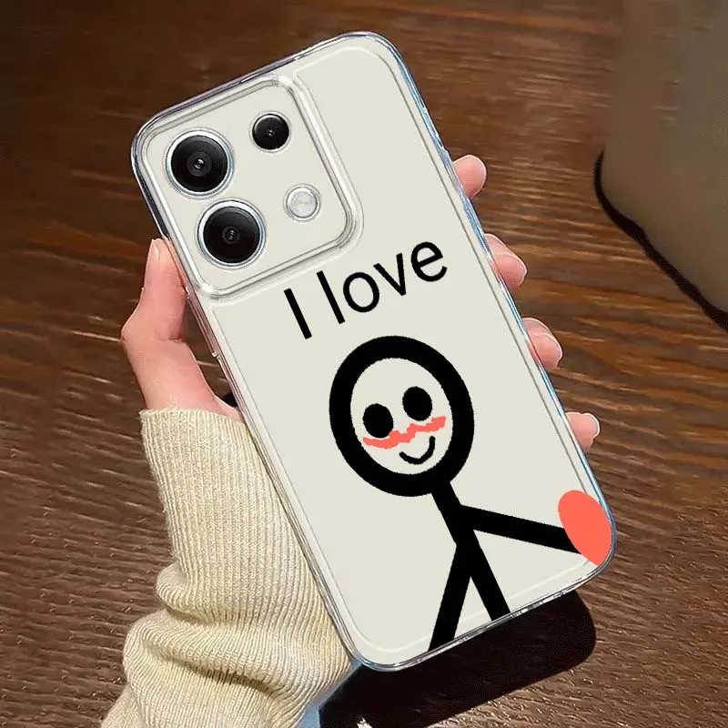 

Line Art Couple Pattern For Xiaomi Redmi 10 11 K30 K40 K50 K60 K70 Pro Prime Plus Ultra Zoom 5G TPU Transparent Phone Case