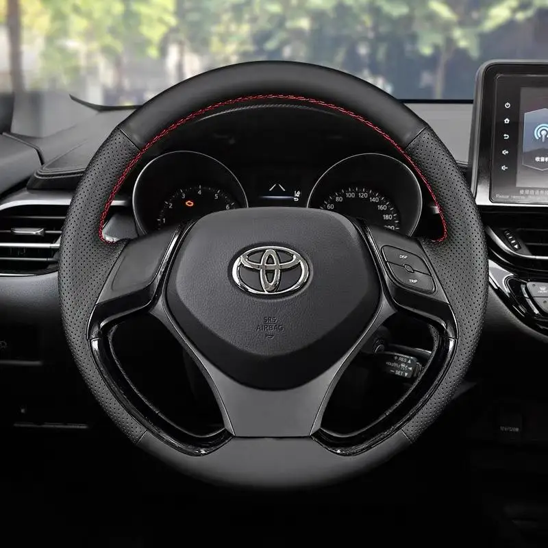 

Customized For Toyota C-HR CHR IZOA Hand-sewn Steering Wheel Cover Anti-skid Genuine Leather 2018-2021 Auto Interior Accessories