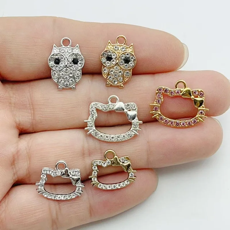 10 Stück Legierungskarten-Tieranhänger in Form einer Eule, DIY-Zubehör für die Herstellung von handgefertigten Armbändern, Halsketten und Schlüsselanhängern