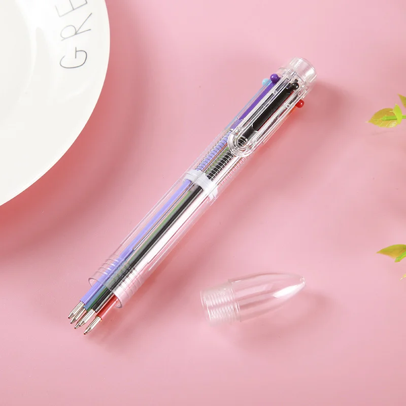 1 Pcs New Arrival Novelty Multicolor Ballpoint Pen Multifunction 6 In1 Colorful Stationery Creative School Supplies