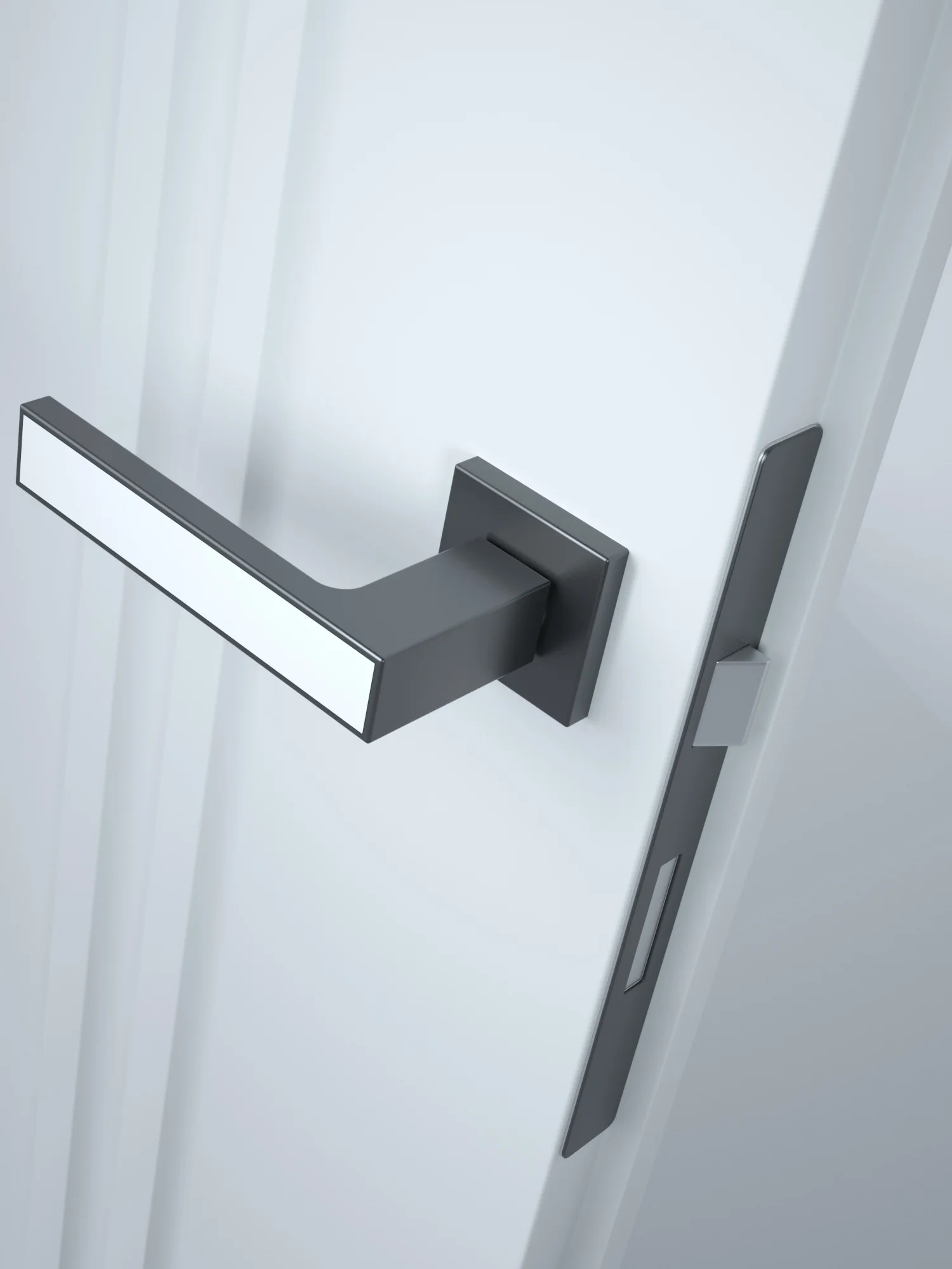 Minimalist Matte Black Mute Rectangle Modern Aluminium  Door Handle Lock HRAW-256