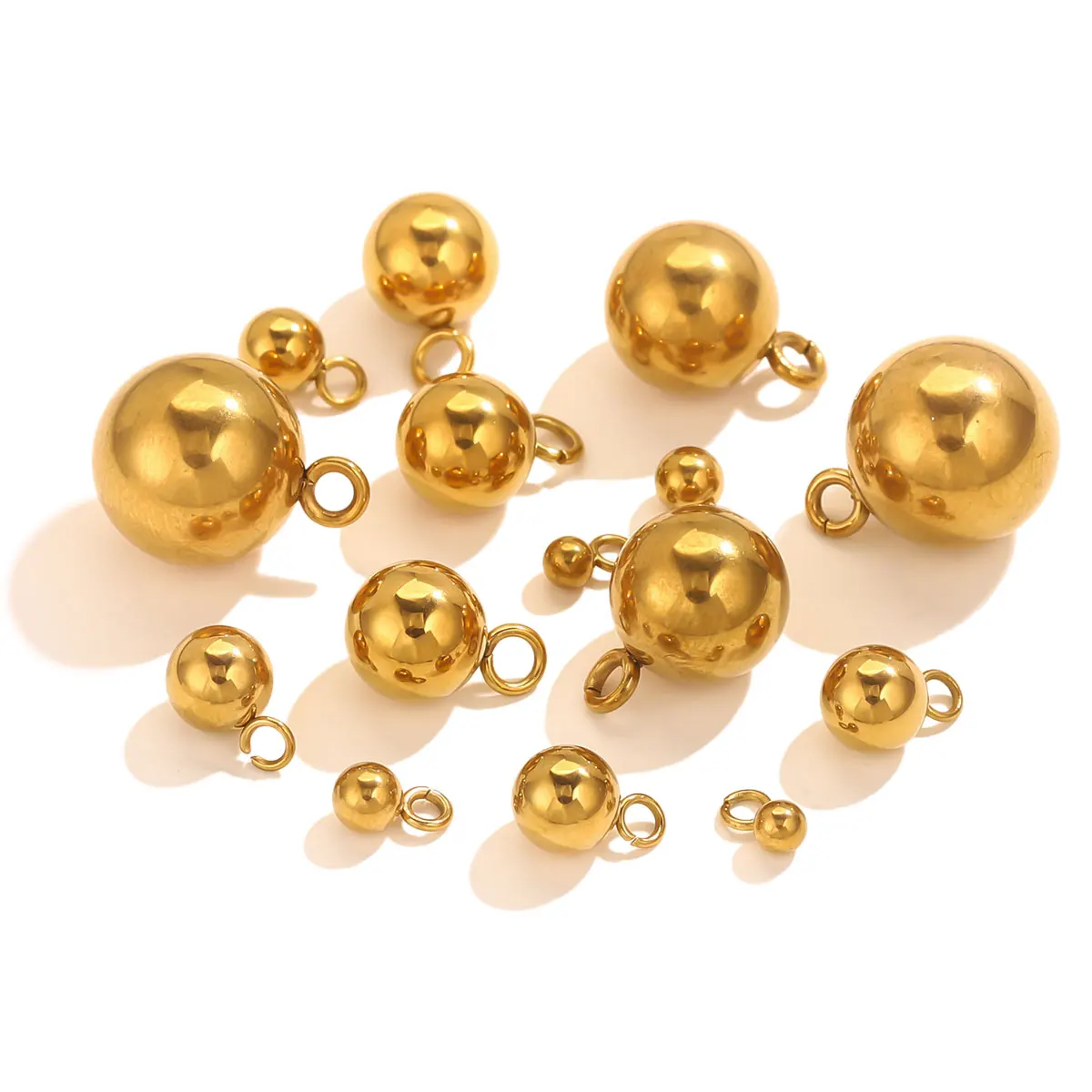 20 قطعة 3/4/5/6/8/10 مللي متر الفولاذ المقاوم للصدأ الصلبة الكرة الخرز السحر مطلية بالذهب القلائد ذاتية الصنع القرط مستلزمات صناعة المجوهرات بالجملة #1
