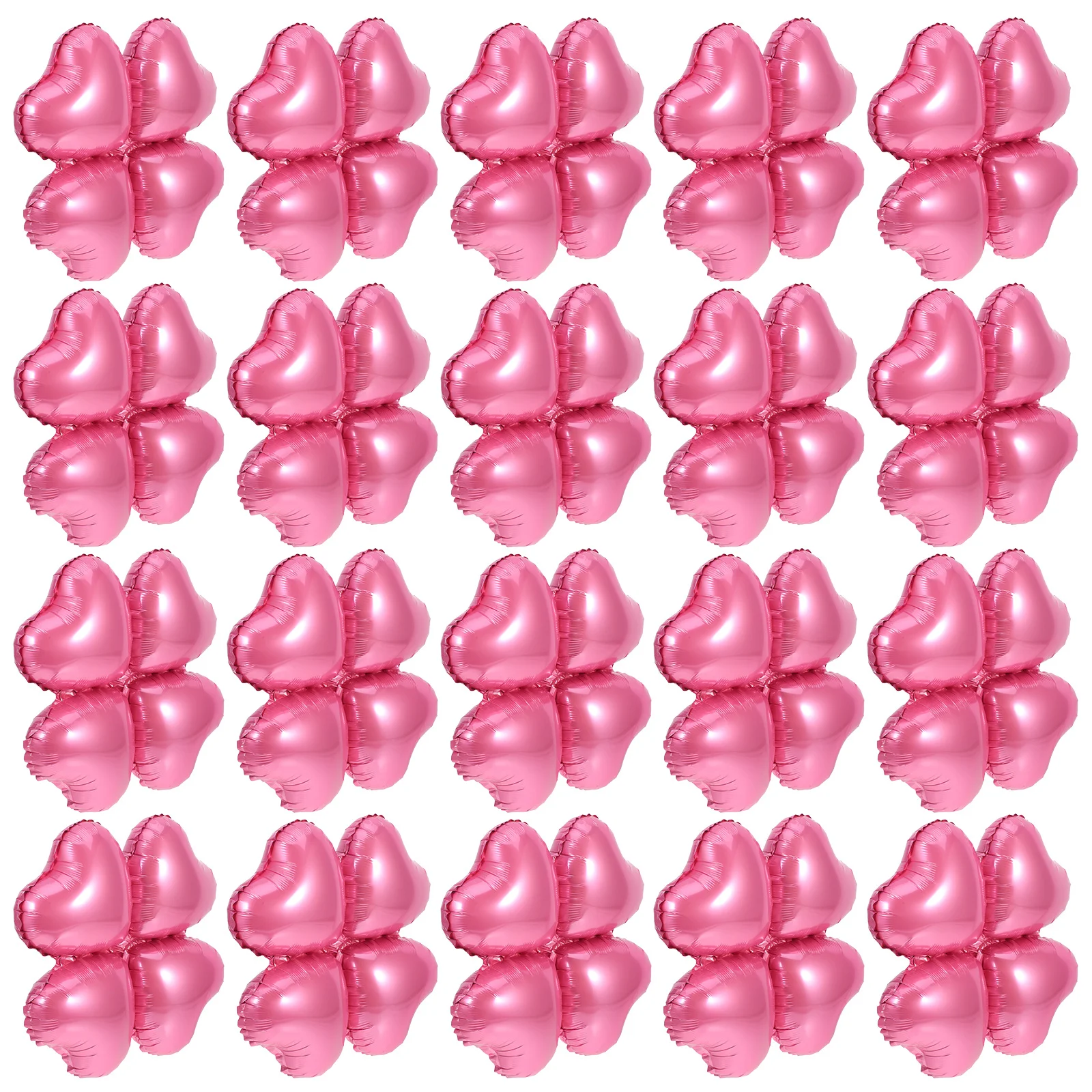 

50Pcs Foil Heart Balloons Pink Four Leaf Clover Heart Shape Party Layout Decorations Valentines Day Birthday Wedding Event