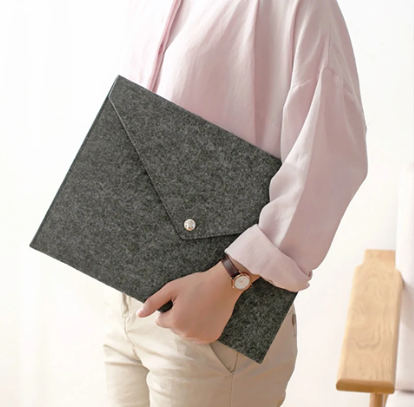 A4 Simple Big Capacity Linen File Folder Document Bag Canvas Felt File Briefcase Portable Organizer Office Paper Holder