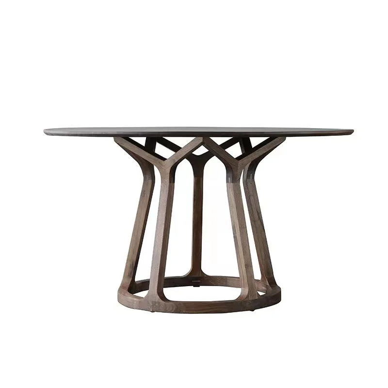 

New Chinese-style solid wood round table chair, combined simple household small apartment, Italian-style North American ash wood