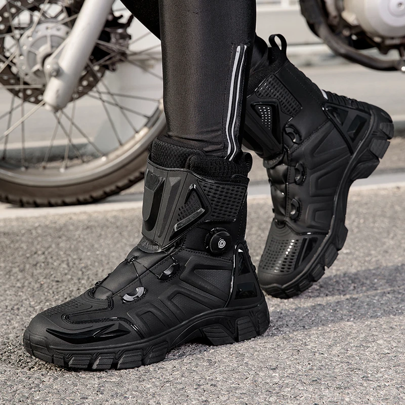 New Men Motorcycle Boots TPU Protective Anti-fall Men's Motocross Shoes Waterproof Motorbike Riding Boot Man Motos Shoes